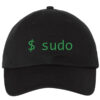 A black baseball hat with "Sudo" in bold letters and "Linux Command Prompt" embroidered on the front.