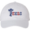 Baseball hat with "TEXAS" in Western font embroidered on the front, a tribute to Texan pride and outdoor adventures.