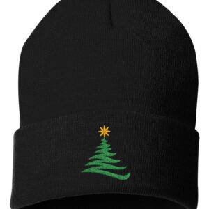 Cuffed Christmas Tree Embroidered Beanie - Cozy holiday comfort with a beautifully embroidered Christmas tree design. Perfect for adding festive flair to your winter look. Shop now!