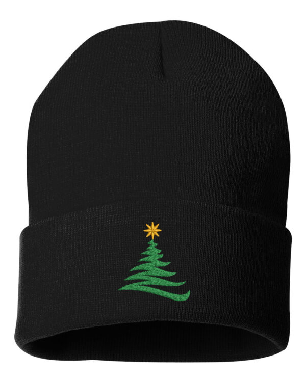 Cuffed Christmas Tree Embroidered Beanie - Cozy holiday comfort with a beautifully embroidered Christmas tree design. Perfect for adding festive flair to your winter look. Shop now!