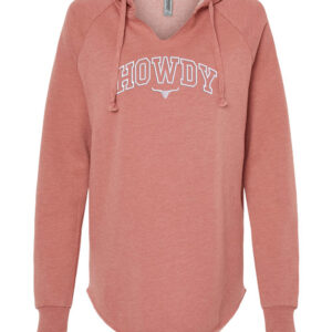 Women's Hooded Sweatshirt with Embroidered "HOWDY" and Bull Horns - A unique Western charm design for fashionable comfort. Stand out with this trendy and cozy sweatshirt.