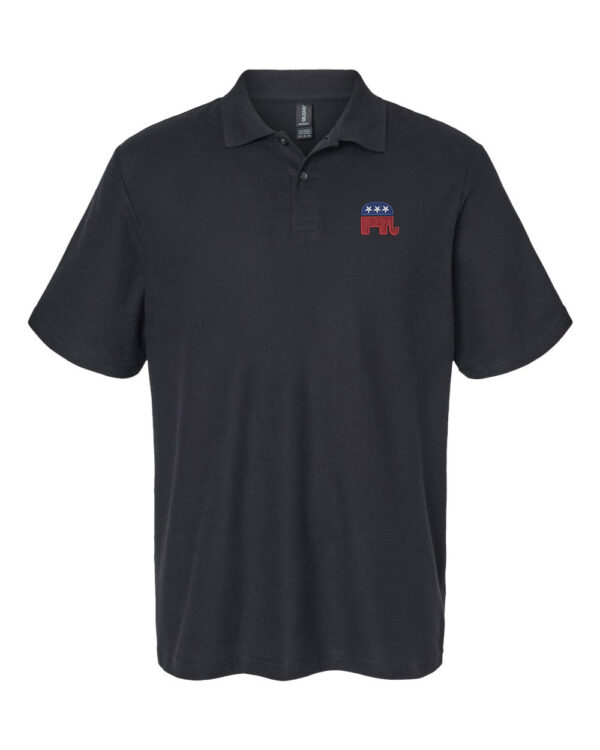 Political Republican Elephant Polo Shirt featuring elephant logo, perfect for republicans and Trump supporters.