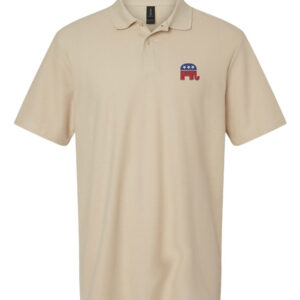 Political Republican Elephant Polo Shirt featuring elephant logo, perfect for republicans and Trump supporters.