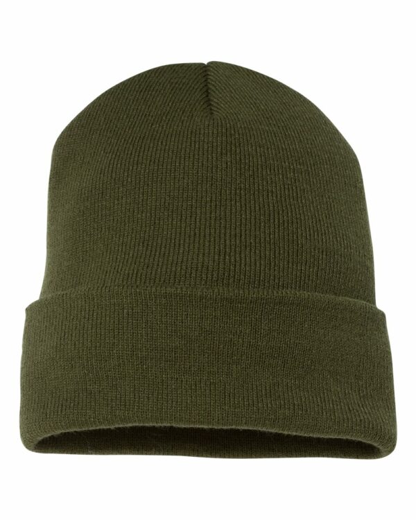 A stylish Yupoong Cuffed Beanie, perfect for business and brand owners looking for comfort and fashion.