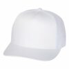 A stylish Yupoong six-panel snapback cap with a flat bill, ideal for business and brand owners.