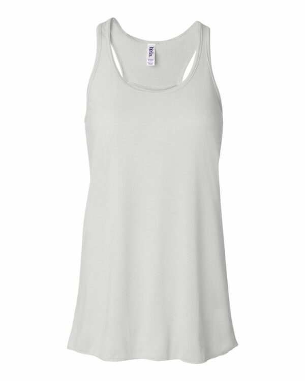 BELLA + CANVAS Women's Flowy Racerback Tank - 8800 in various colors, featuring a relaxed, drapey fit, A-line body, and shirring at the racerback seam.