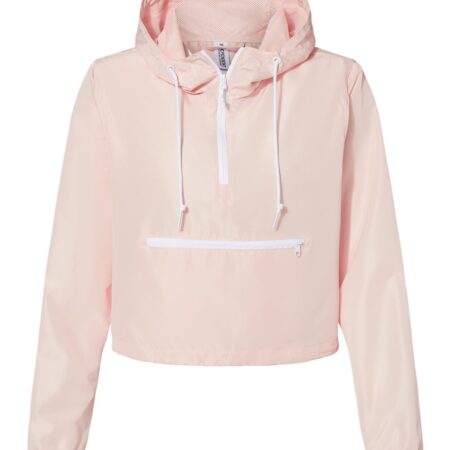 Custom women’s crop windbreaker – water-resistant quarter-zip branded pullover