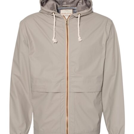 Custom logo rain jacket with hood – waterproof vintage outerwear for business or team branding