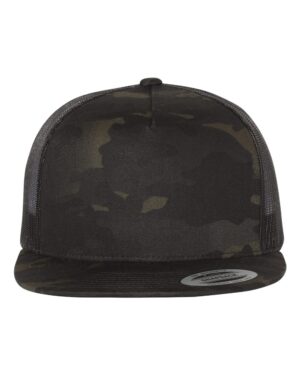 Custom Flat Bill Trucker Hat – Yupoong Six-Panel Snapback for Embroidery & Branding