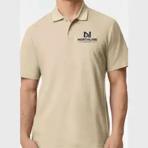 White Custom Embroidered Polo Shirt – Gildan Softstyle® Adult Pique Polo 64800 shown on model