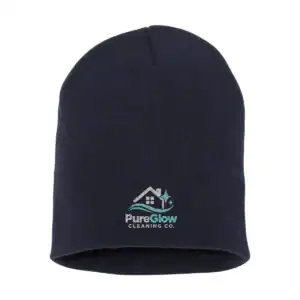 Black Custom Embroidered Short Beanie – Yupoong 8.5" Hypoallergenic Winter Hat