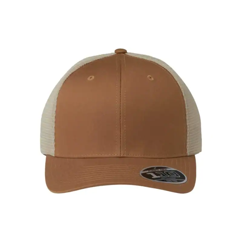 Carmel/Stone Custom Flexfit Snapback Hat – Flexfit 110 Trucker with Mesh Back and Adjustable Fit