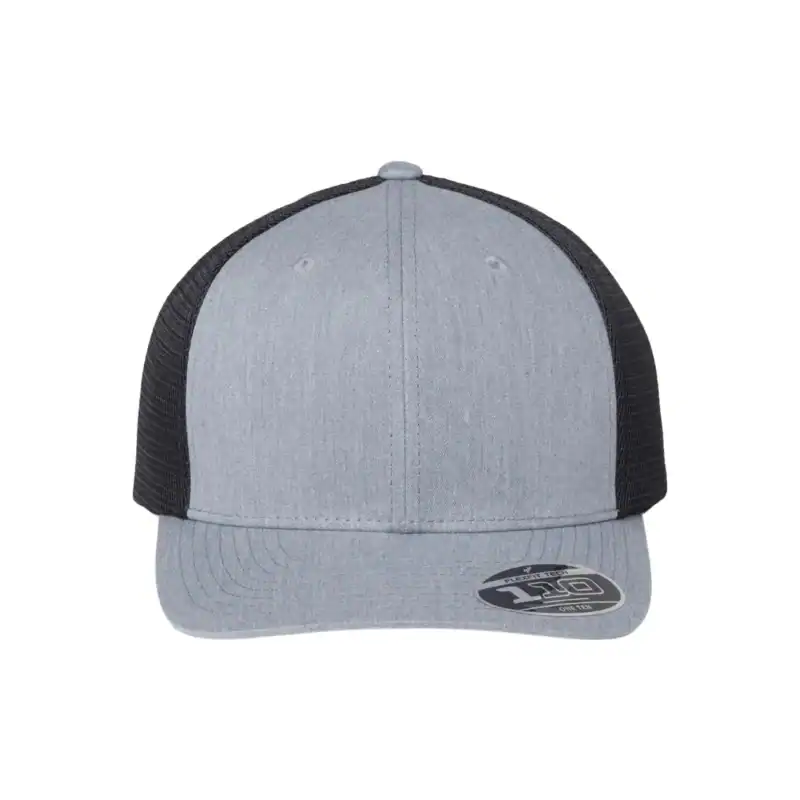 Heather/Black Custom Flexfit Snapback Hat – Flexfit 110 Trucker with Mesh Back and Adjustable Fit