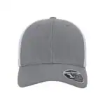 Heather Grey/ White Custom Flexfit Snapback Hat – Flexfit 110 Trucker with Mesh Back and Adjustable Fit