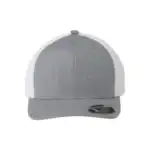 Heather/White Custom Flexfit Snapback Hat – Flexfit 110 Trucker with Mesh Back and Adjustable Fit