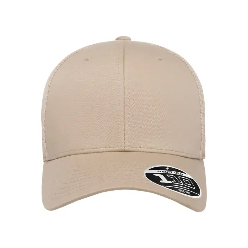Khaki Custom Flexfit Snapback Hat – Flexfit 110 Trucker with Mesh Back and Adjustable Fit