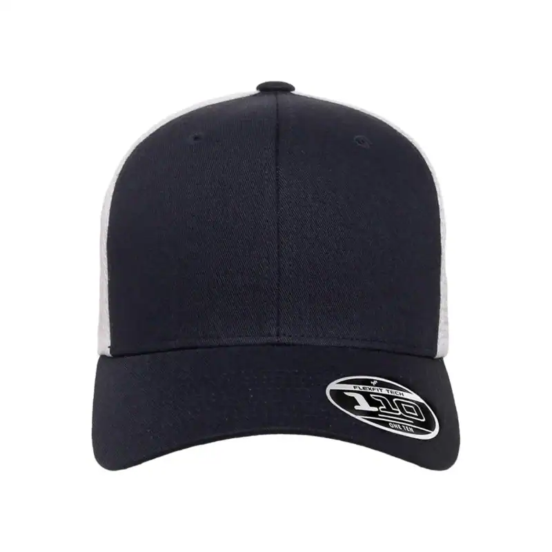 Navy/White Custom Flexfit Snapback Hat – Flexfit 110 Trucker with Mesh Back and Adjustable Fit