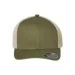 Olive/Stone Custom Flexfit Snapback Hat – Flexfit 110 Trucker with Mesh Back and Adjustable Fit