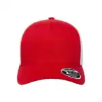 Red/White Custom Flexfit Snapback Hat – Flexfit 110 Trucker with Mesh Back and Adjustable Fit