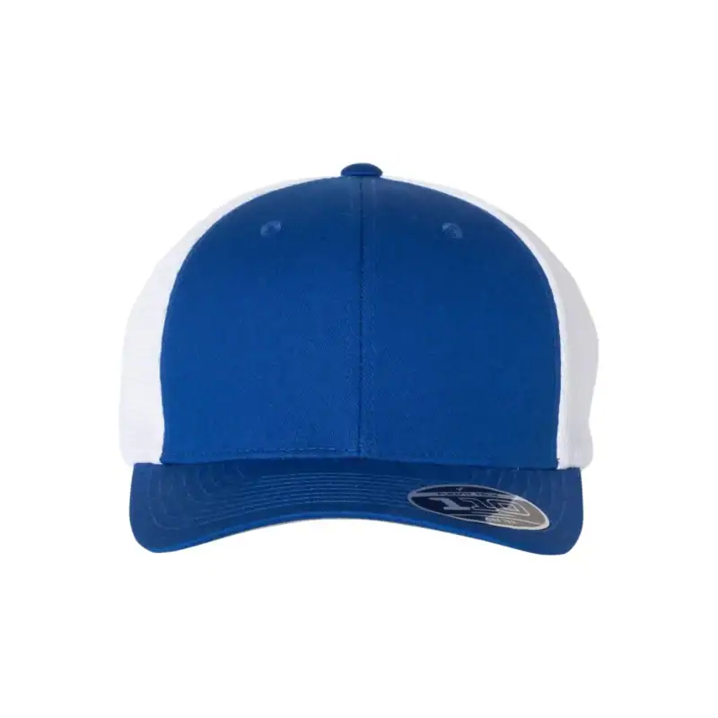 Royal Blue/White Custom Flexfit Snapback Hat – Flexfit 110 Trucker with Mesh Back and Adjustable Fit