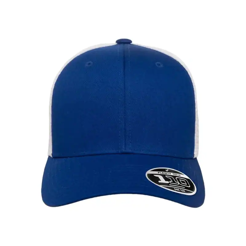 Royal/ White Custom Flexfit Snapback Hat – Flexfit 110 Trucker with Mesh Back and Adjustable Fit