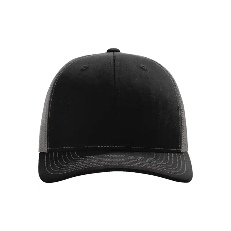 Black/Charcoal Custom Richardson 112 Trucker Hat – Embroidered Logo Snapback Cap | Mesh Back