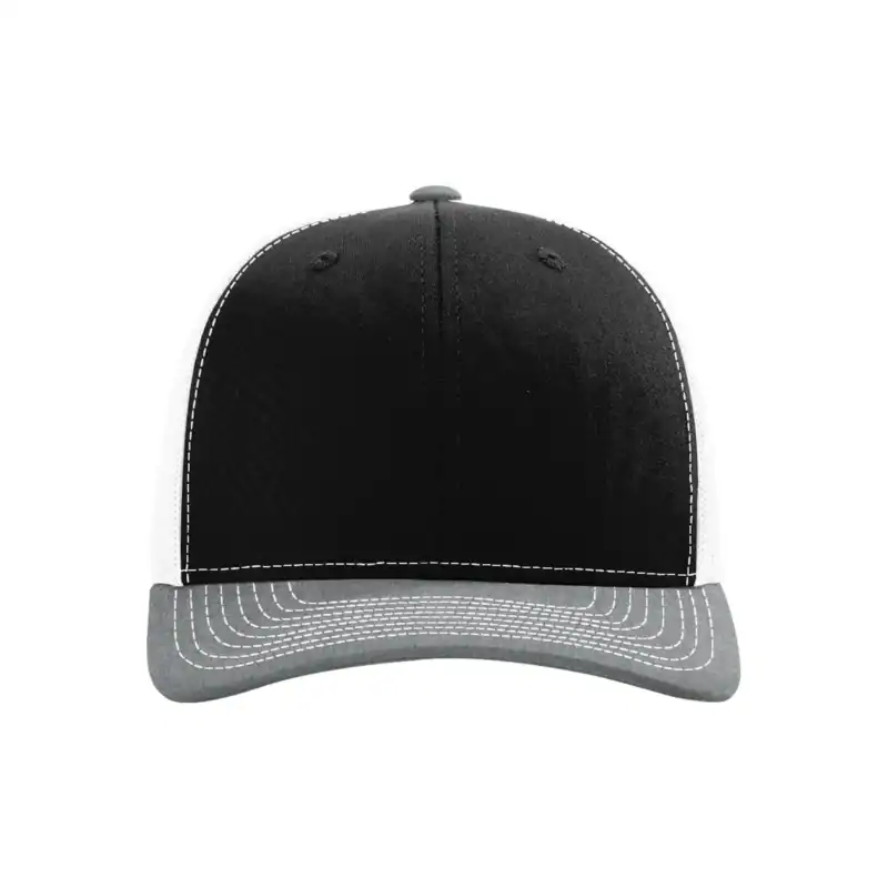 Black/ White/ Heather Grey Custom Richardson 112 Trucker Hat – Embroidered Logo Snapback Cap | Mesh Back