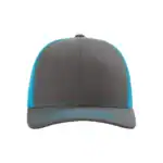 Charcoal/ Neon Blue Custom Richardson 112 Trucker Hat – Embroidered Logo Snapback Cap | Mesh Back