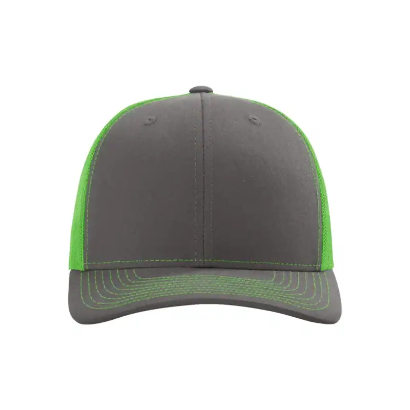 Charcoal/Neon Green Custom Richardson 112 Trucker Hat – Embroidered Logo Snapback Cap | Mesh Back