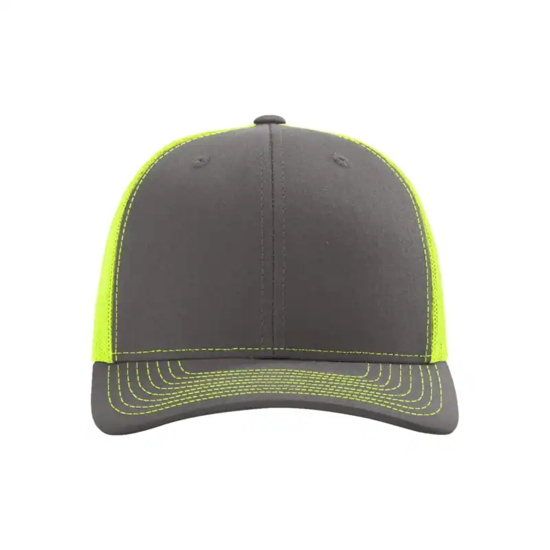 Charcoal/Neon Yellow Custom Richardson 112 Trucker Hat – Embroidered Logo Snapback Cap | Mesh Back