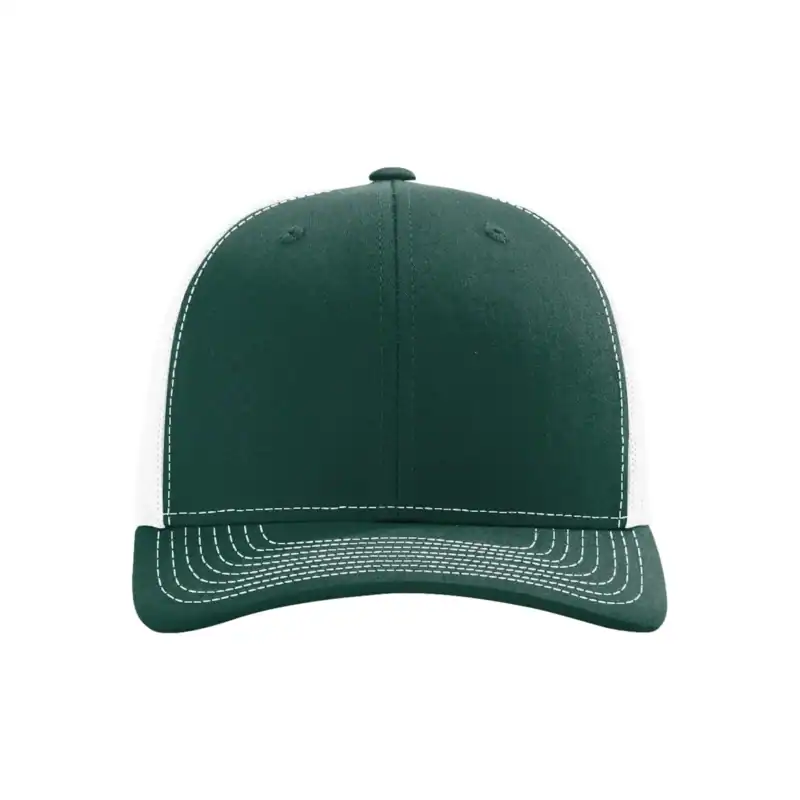 Dark Green/ White Custom Richardson 112 Trucker Hat – Embroidered Logo Snapback Cap | Mesh Back