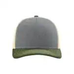 Heather Grey/ Birch/ Army Olive Custom Richardson 112 Trucker Hat – Embroidered Logo Snapback Cap | Mesh Back