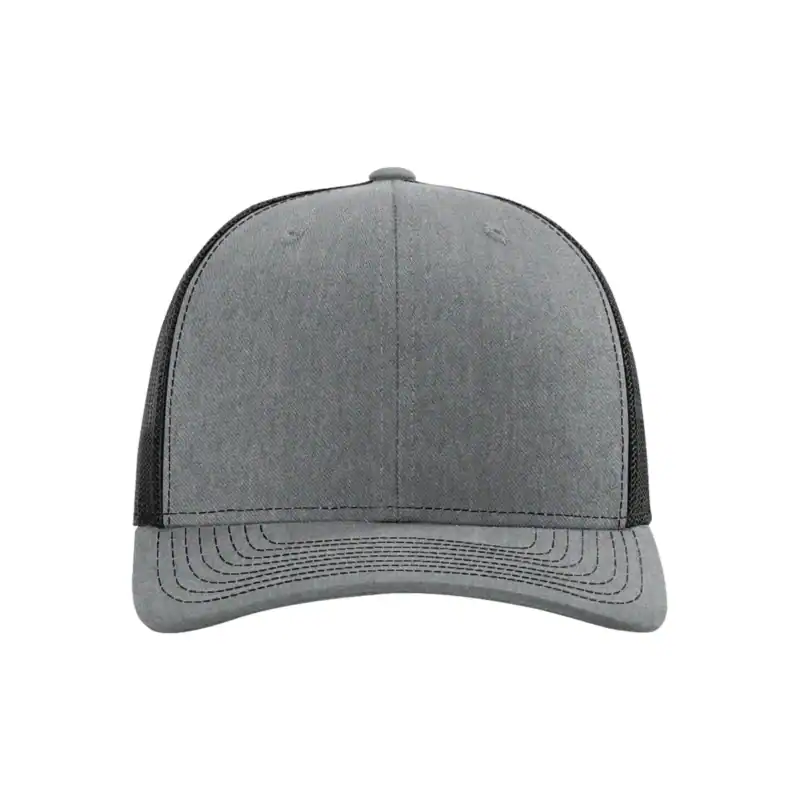Heather Grey/Black Custom Richardson 112 Trucker Hat – Embroidered Logo Snapback Cap | Mesh Back