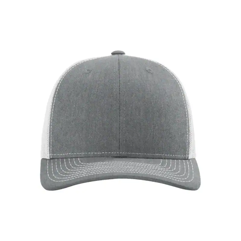 Heather Grey/ Light Grey Custom Richardson 112 Trucker Hat – Embroidered Logo Snapback Cap | Mesh Back