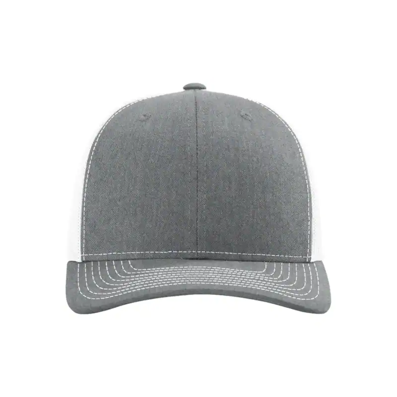 Heather Grey/White Custom Richardson 112 Trucker Hat – Embroidered Logo Snapback Cap | Mesh Back