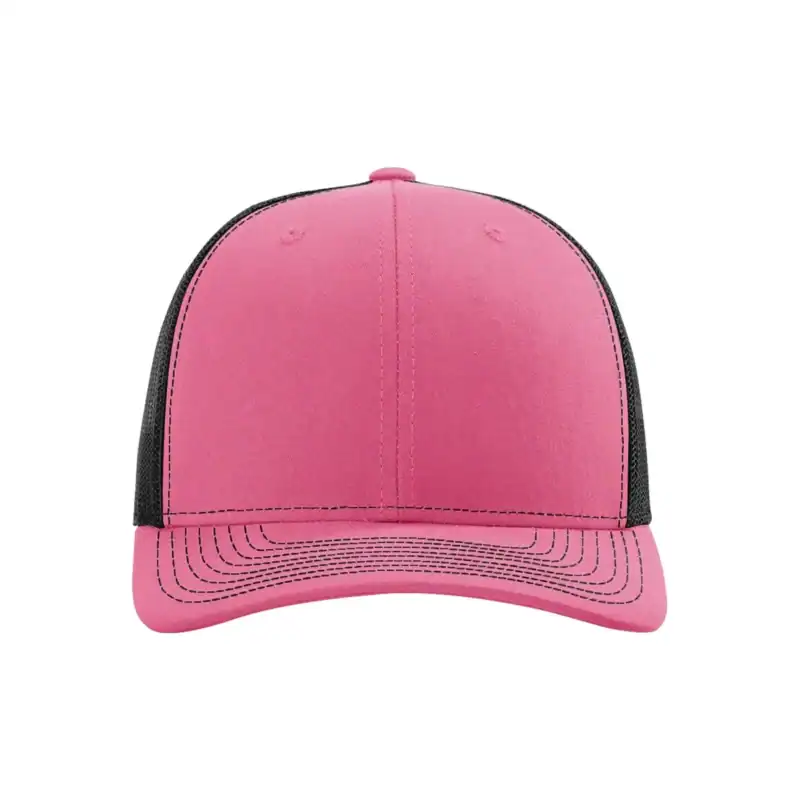 Hot Pink/Black Custom Richardson 112 Trucker Hat – Embroidered Logo Snapback Cap | Mesh Back