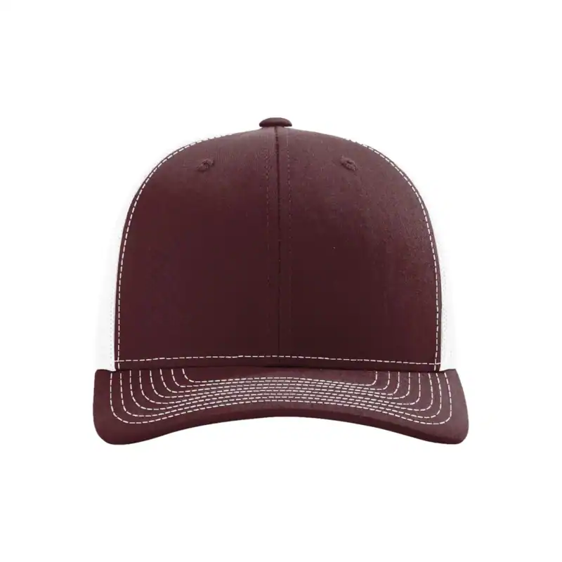 Maroon/White Custom Richardson 112 Trucker Hat – Embroidered Logo Snapback Cap | Mesh Back