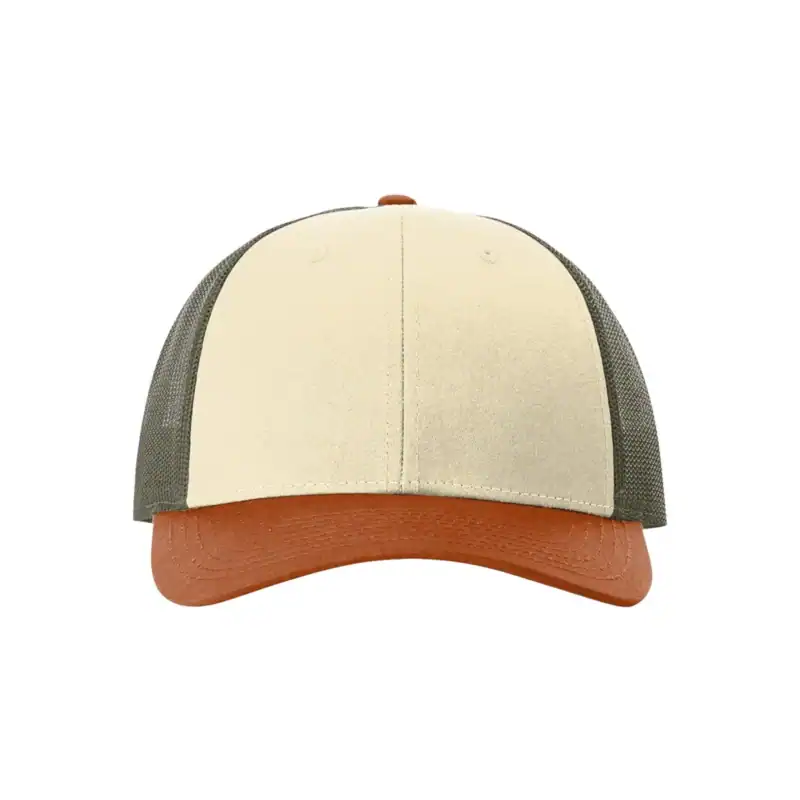 Custom Richardson 115 Trucker Hat – Cream/ Loden Green/ Dark Orange – C115
