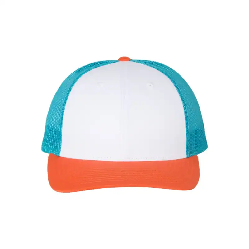 Custom Richardson 115 Trucker Hat – White/ Blue Hawaiin/ Pale Orange – C115