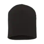 Black Custom Embroidered Short Beanie – Yupoong 8.5" Hypoallergenic Winter Hat