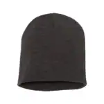 Charcoal Heather Custom Embroidered Short Beanie – Yupoong 8.5" Hypoallergenic Winter Hat