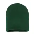 Green Custom Embroidered Short Beanie – Yupoong 8.5" Hypoallergenic Winter Hat