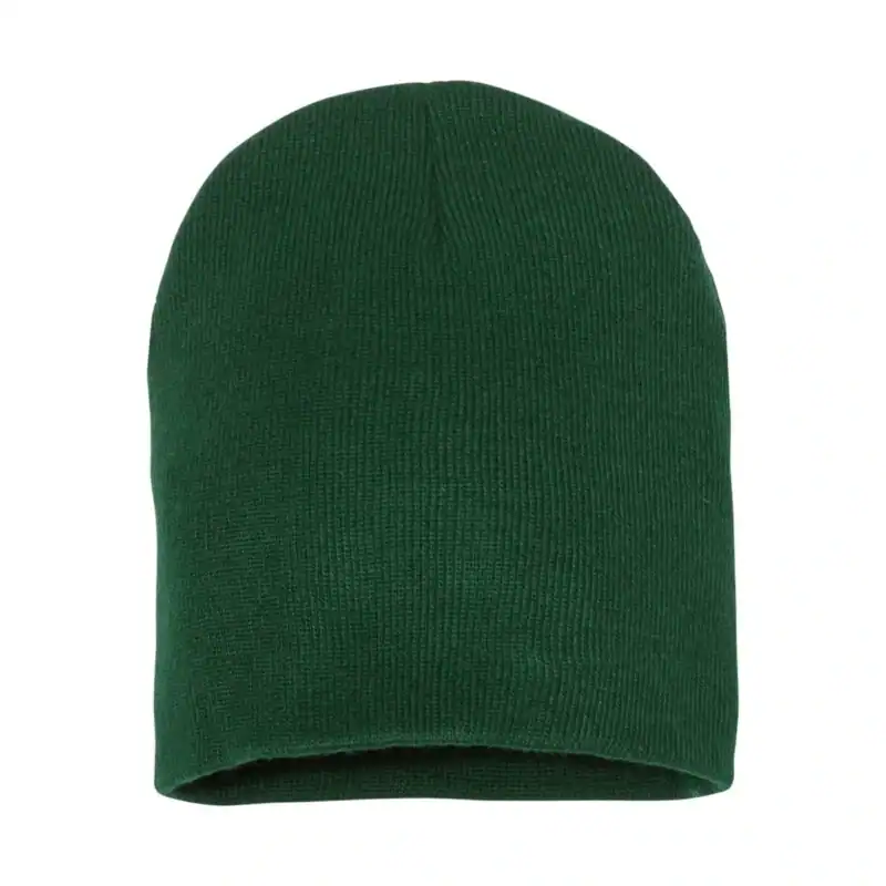 Green Custom Embroidered Short Beanie – Yupoong 8.5" Hypoallergenic Winter Hat