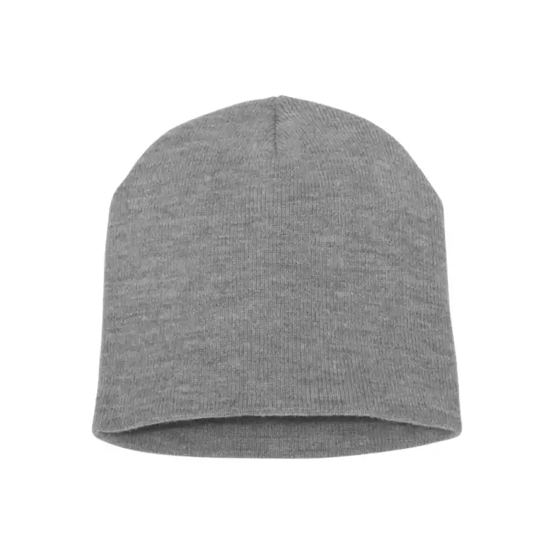 Heather Custom Embroidered Short Beanie – Yupoong 8.5" Hypoallergenic Winter Hat