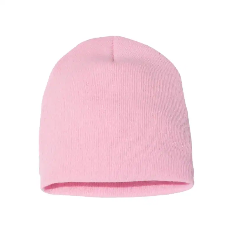 Hot Pink Custom Embroidered Short Beanie – Yupoong 8.5" Hypoallergenic Winter Hat