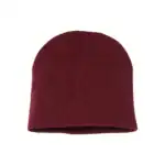 Maroon Custom Embroidered Short Beanie – Yupoong 8.5" Hypoallergenic Winter Hat