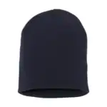 Navy Blue Custom Embroidered Short Beanie – Yupoong 8.5" Hypoallergenic Winter Hat