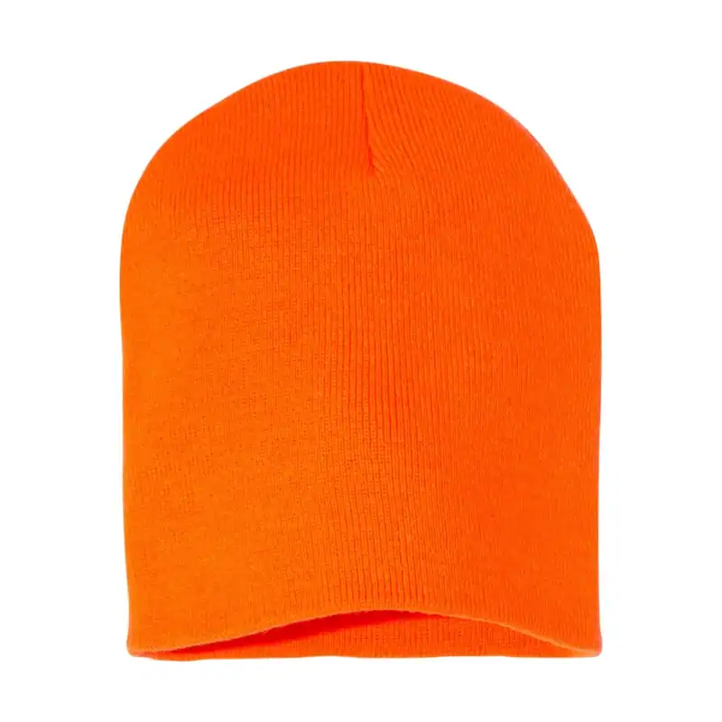 Orange Custom Embroidered Short Beanie – Yupoong 8.5" Hypoallergenic Winter Hat