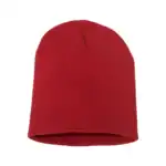 Red Custom Embroidered Short Beanie – Yupoong 8.5" Hypoallergenic Winter Hat