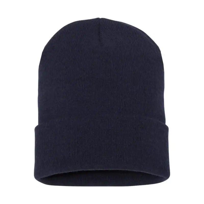 Navy Custom Embroidered Beanie – Yupoong Cuffed Knit Hat for Winter Branding